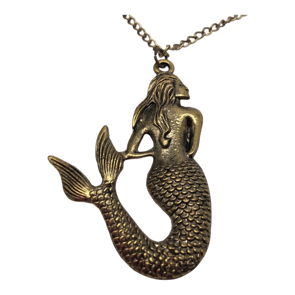 Martine Mail Mermaid Antique Gold Tone Unisex Necklace - Picture 10 of 11